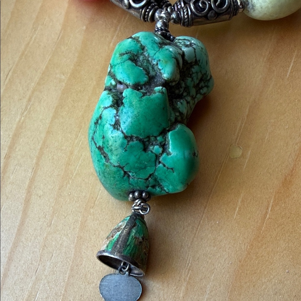 Boho Statement Necklace Mixed Gemstone Beads With… - image 6